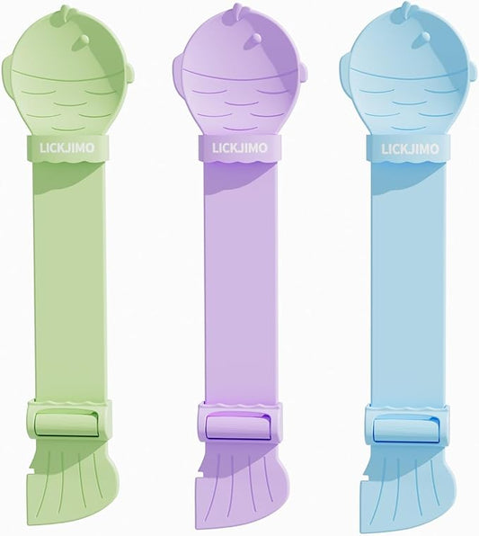 LICKJIMO-3PC Cat Treat Spoon Squeeze with Roller Squeezer,Cat Treat Feeder Spoon for Lickable Churu Cat Treats,Cat Spoon for Licky Treats,No Leftover,Zero Waste(3 Color)