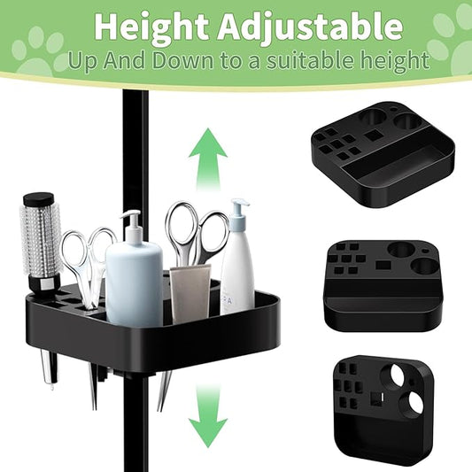 VFK 36" Dog Grooming Table,Foldable Pet Grooming Table for Dogs at Home Black Stainless Steel Bath Grooming Station with Adjustable Arm,Nooses, Mesh Tray,Tool Organizer