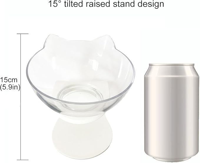Tilted Raised Posture Cat Food Bowl Neck Protection Anti Vomiting 15 Degree Elevated Slanted Stand Pet Bowls for Cats and Small Dogs (2pcs)