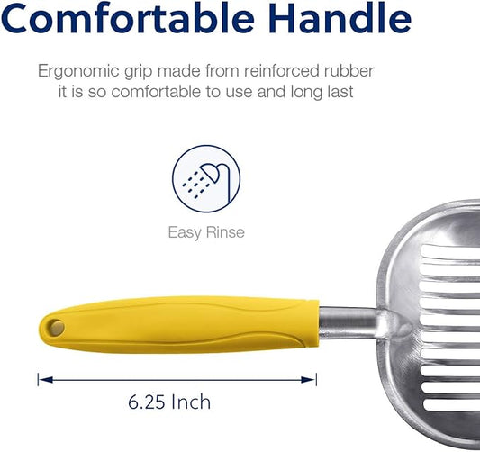 WePet Cat Litter Scoop, Aluminum Alloy Sifter, Kitty Metal Scooper, Deep Shovel, Long Handle, Poop Sifting, Kitten Pooper Lifter, Durable, Heavy Duty, for Litter Box