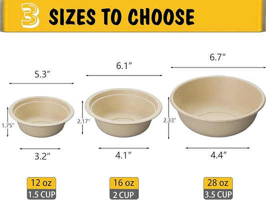 JETKONG 16 oz/2 Cup Disposable Dog Bowls 100pk, 100% Compostable Pets Feeding Bowls Paper Dog Travel Bowls Great for Dry and Wet Dog Food or Water (Natural, Pack of 100)