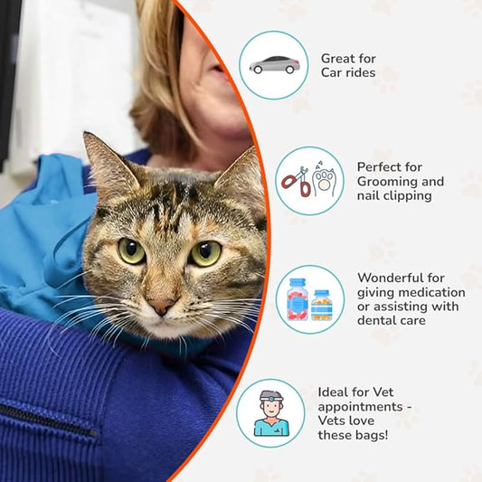 Cat-in-the-Bag Cozy Comfort Carrier - Extra Large Light Blue Cat Carrier Soft and Pet Carrier Administration, Grooming, Vet Visits, Dental Care, and Nail Trimming