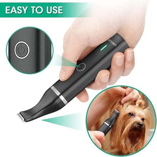 oneisall Dog Clippers with Double Blades,Cordless Small Pet Hair Grooming Trimmer,Low Noise for Trimming Dog's Hair Around Paws, Eyes, Ears, Face, Rump (Black)