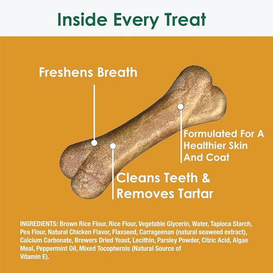 Bonies Natural Skin & Coat Formula Minis-Sized Bone, Promote Silky Coat & Healthy Skin, Healthy Teeth & Fresh Breath, Low Calories - Chicken Flavor, MINI Dogs, 20 Bones