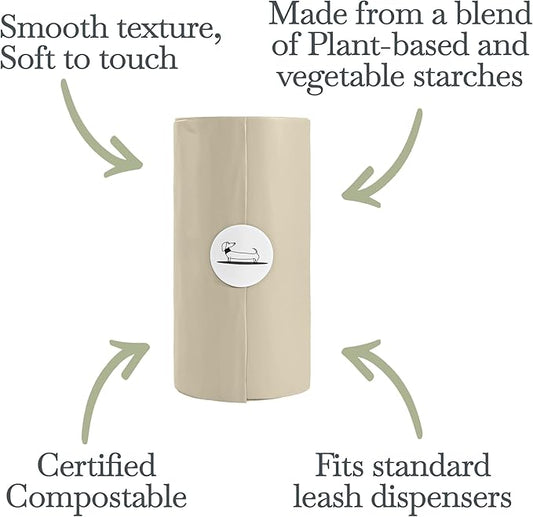 100% Certified Home Compostable and Biodegradable Dog Poop Bags - ASTM D6400 & EN 13432 Compliant Dog Waste Bags – 180 Bags – 12 x Rolls of Plant Based Compostable Waste Bags - Thick Doggie Poop Bags