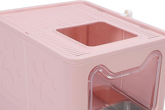 , Stainless Steel Enclosed Cat Toilet Folding Odor Control Simply Pull Out for Pet Shop (#1)