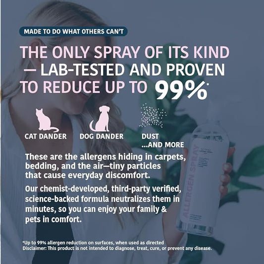 Allergen Spray, Pets, Dust Allergies & More, Air & Surface Control, Just Add Water, Bottle Plus Two Refills, Over 100oz Total