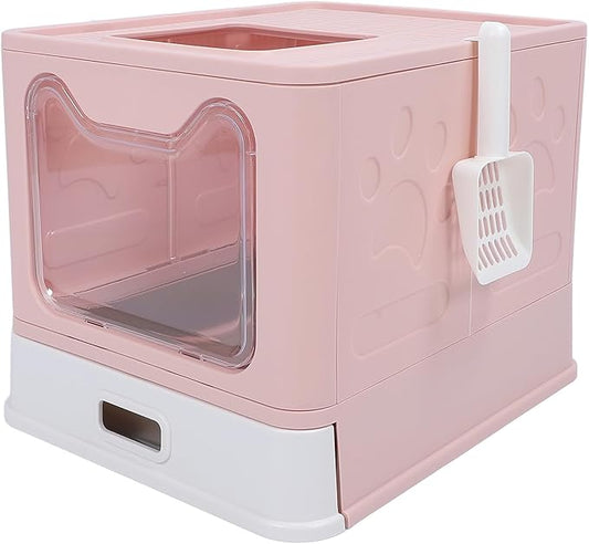 , Stainless Steel Enclosed Cat Toilet Folding Odor Control Simply Pull Out for Pet Shop (#1)