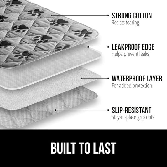 GORILLA GRIP Washable Puppy Pads, Slip Resistant Dog Crate Mat, Waterproof Cloth Pee Pad for Training Puppies in Playpen, Reusable Pet Incontinence Blanket, Protects Sofa, Furniture, Floors, 22x16