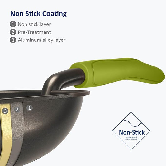 WePet Cat Litter Scoop, Non-Stick Plated Aluminum Alloy Sifter, Kitty Durable Metal Scooper, Deep Shovel, Long Handle, Kitten Pooper Lifter, Size Large, Coated Black Body with Green Handle