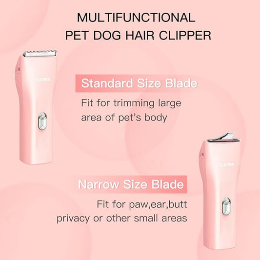 Dog Grooming Cilppers,Handy & Powerful Pet Electric Hair Trimmer Kits Waterproof Cordless Rechargeable Grooming Shavers for Small Dogs and Cats