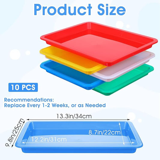 10 Pcs Small Kitten Litter Box 11 x 8.5 x 1.2 in Rabbit Litter Pan Mini Open Cat Box Low Entry Waterproof Travel Toilet for Kittens Bunny Kitty Guinea Pig Small Pet Supplies (Multicolor)