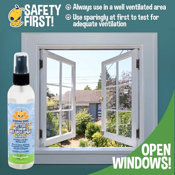 Bodhi Dog Bitter 2-in-1 No Chew & Hot Spot Spray - Natural Anti-Chew Remedy Better Than Bitter Apple - Soothes Hot Spots, Deters Chewing - Safe for Skin, Wounds & Furniture- Made in USA (4 Fl Oz)