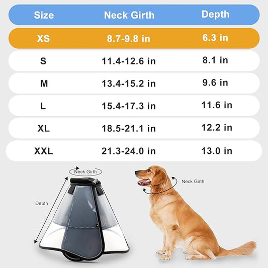 Upgraded Dog Cone Collar for Dogs After Surgery, Soft Breathable Pet Recovery Collar for Large Medium Dogs, Adjustable Dog Cone Collar, Elizabethan Collar (XS, Black)