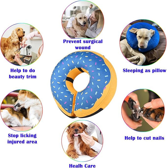 Katoggy Inflatable Dog Cone Collar for After Surgery, Soft Adjustable Blow up Donut E-Collar for Small Medium Large Dog and Cats