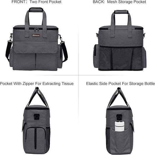 Modoker Airline Approved Pet Travel Bag, Weekend Dog Travel Set for Dog and Cat, Airline Approved Tote Organizer with Multi-Function Pockets 2 Food Storage Containers, 2 Collapsible Bowls (Dark Gray)