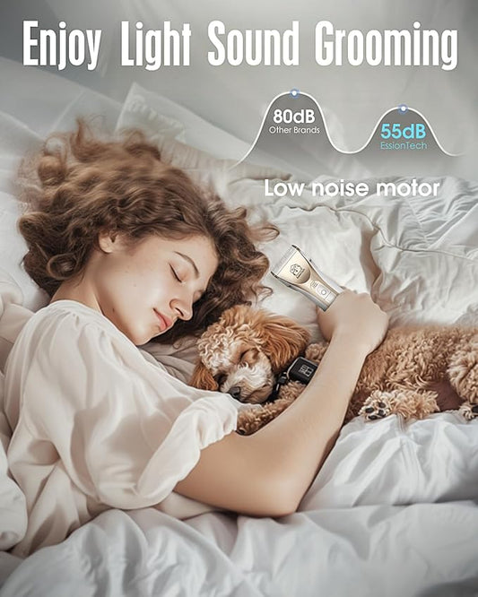 Dog Hair Clippers for Grooming Kit at Home Paw Trimmer Pet Grooming Clippers for Dog Professional Thick Hair Low Noise Cordless Pet Tools for Small & Large Dogs Cats (2in1)