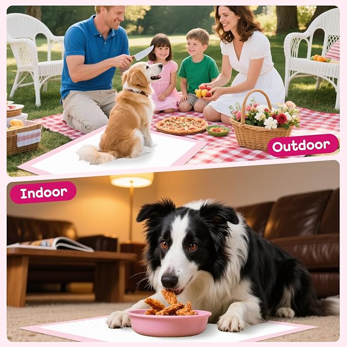 40 Pack Puppy Pet Training Pad, Pink Puppy Pee Training Pad, 24" X 24" Housebreaking Pet Pads Disposable, Dog Toilet Changing Pads Ultra Absorbent & Leak-Proof for Puppies Dogs