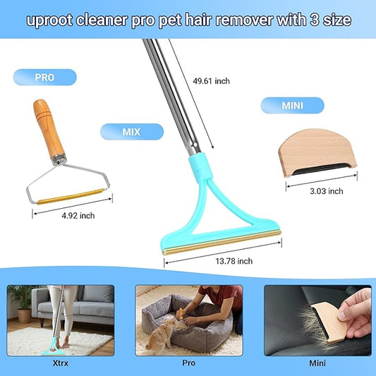 3 in 1 Carpet Rake for Pet Hair Removal 55" Long for Pet Hair,Cat Hair Remover with 3 Modes Adjustable Handle,Reusable Pet Hair Remover Deep Hair Cleaner Remover Tool for Rugs, Mats, Couch, Furniture
