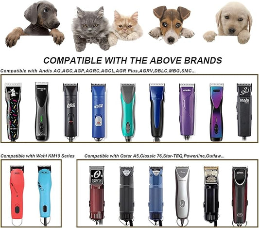 10 Blades Dog Grooming Blades Compatible with Andis/Oster A5/Wahl KM-10 Series Dog Clippers,Detachable Clipper Replacement Blade,Black (5PCS Black-#10+3FC+4FC+5FC+7FC)