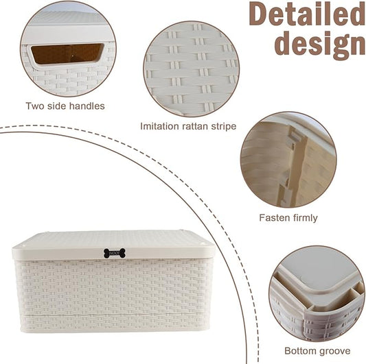 Collapsible Dog Toy Basket,Outdoor Dog Toy Bin wtih Handles,Dog Stuff Organizer Portable,Pet Storage Bin with Cover for Dog Toys Snack,Ideal for Camping,Dog Swimming,RV Trip,Picnic-Medium