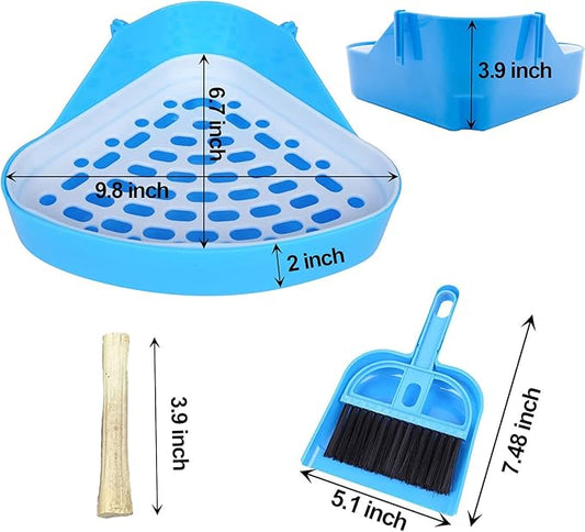kathson Triangle Potty Trainer Corner Bunny Toilet Guinea Pig Litter Bedding Plastic Box Pet Pan for Rabbit Chinchilla Hamster Ferret Small Animal (Green)