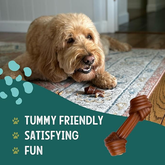 Rawhide Free Dog Chews | Ribbed Bones | for Extra-Large Dogs | Pumpkin, Psyllium Husk and Chicory Root for Easy Digestion and Overall Gut Health (1 Bone, Peanut Butter)