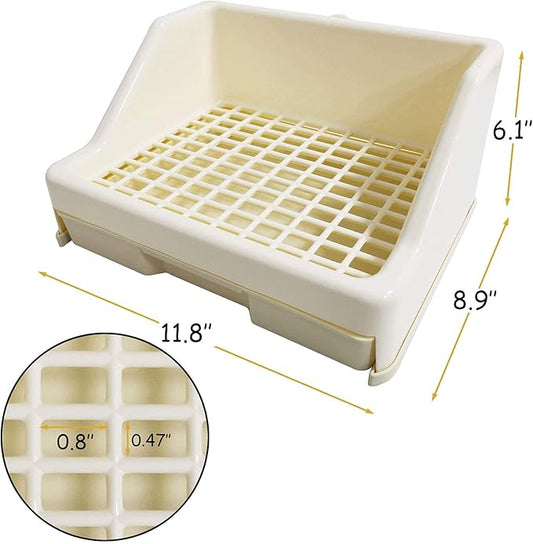 kathson Rabbit Litter Box Trainer Small Animal Potty Corner Toilet with Drawer Pet Cage Pan Litter Bedding Box for Adult Guinea Pig Hamster Bunny Ferret Galesaur Mouse Squirrel (White)