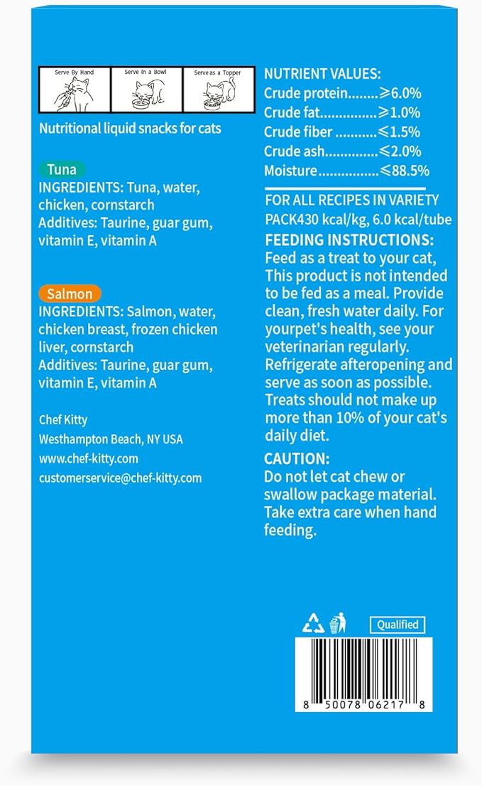 Purée Pops, Cat Treats, Grain-Free, Lickable, Squeezable Creamy Cat Treat/Topper with Vitamin E & Taurine, 0.5 Ounces Each Tube, 20 Tubes, Seafood Mix Variety