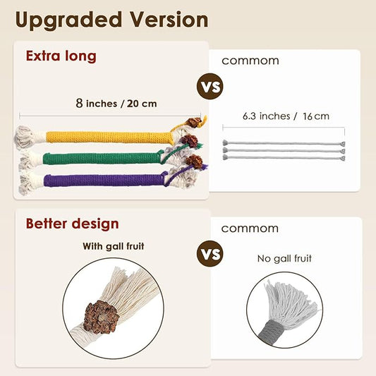 3 PCS Cotton Rope Cat Toys with 1 Pack Catnip for Indoor Cats, Interactive Cat Rope Toys with Silvervine Fruit for Cats and Kittens, Handmade Pet Chew Toys for Teeth Cleaning