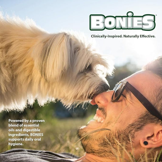 Bonies Natural Breath and Dental Formula Minis-Sized Single Bone - All-Natural Ingredients, Fresh Breath, Cleans Teeth, Low Calories, Chicken Flavor, MINI Dogs, 20 Bones