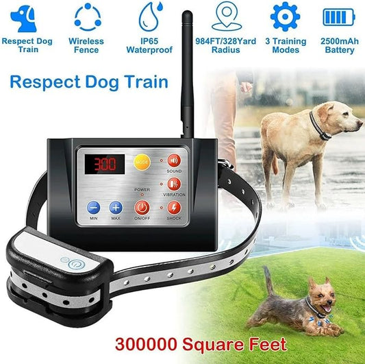 Wireless Dog Fence Electric Pet Containment System,Training Collar Receiver w/Tone/Static Correction,Reflective Stripe,Waterproof,Adjustable Range,Dog Boundary Container for All Dogs,for1dog