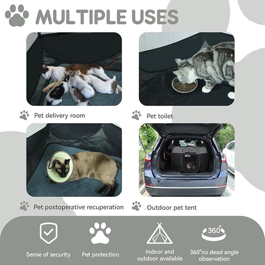 Dog Cat Playpen Indoor Outdoor for Puppy Pet Dogs Cat Travel and Recovery After Surgery, Dog Enclosure Tent Crates Cage, Portable Pop Up Dogs Kennel with Carrying Case (Dark Grey, Medium)