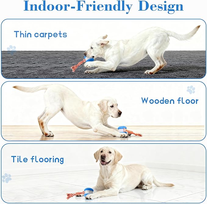 PJC Interactive Dog Toy – Automatic Electric Rolling Ball with Rope, Motion-Activated Play, Random Movement, Rechargeable, Ideal for Boredom Relief for All Dog Sizes