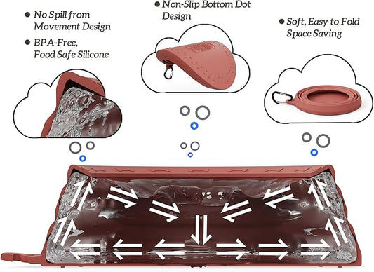 OHMO Spill Proof Collapsible Dog Water Bowl 24oz for Cars, No Splash Portable Bowls for Dog Travel, Pet Essentials for Road Trips, Cat Travel Accessories