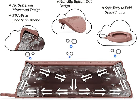 OHMO Spill Proof Collapsible Dog Water Bowl Large 34oz for Cars, No Splash Portable Bowls for Dog Travel, Pet Essentials for Road Trips, Cat Travel Accessories