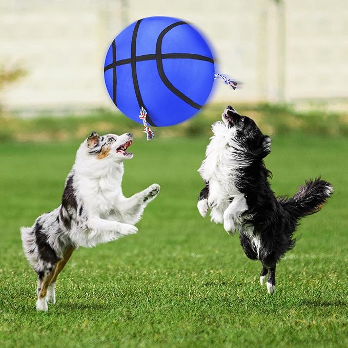 25" Herding Ball for Dogs, Upgrade & Reinforce Medium to Large Dog Training Toys for Australian Shepherd, Horse Balls with Gnawing Knots, Dog Jolly Ball for Outdoor Play (Blue)