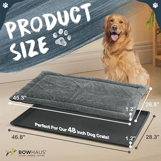 Machine-Washable Dog Bed Pad & Tray for 48-Inch Kennel, Non-Slip Flat Cozy Sleeping Mat & Easy-Clean Plastic Replacement Crate Pan, Comfortable & Durable for Dogs, Rabbits, Cats, Various Pets