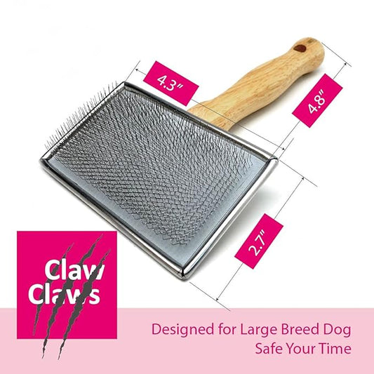 Pet Slicker Brush for Large Dogs, Wooden Handle with Stainless Steel Soft Pins, Gently Remove Tangled, Loose Undercoat and Mats Hair, Pet Grooming Brush Tool (8"), Wool Needle Felting Brush