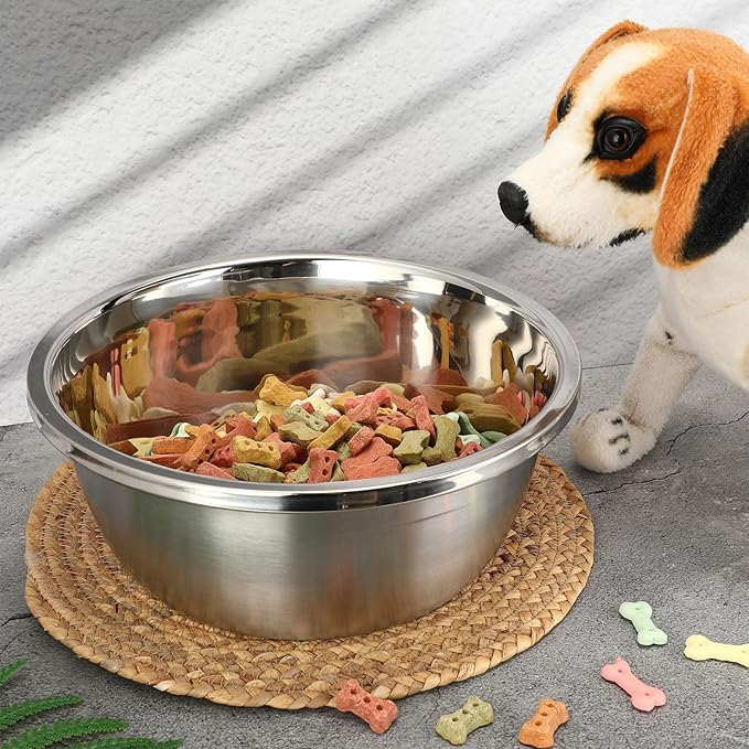 10 Pcs 8 Cup Metal Dog Bowls Stainless Steel Thickened Food Bowls Travel Kennel Food and Water Dish for Medium Large Size Dogs Cats, 64 Oz, Dishwasher Safe