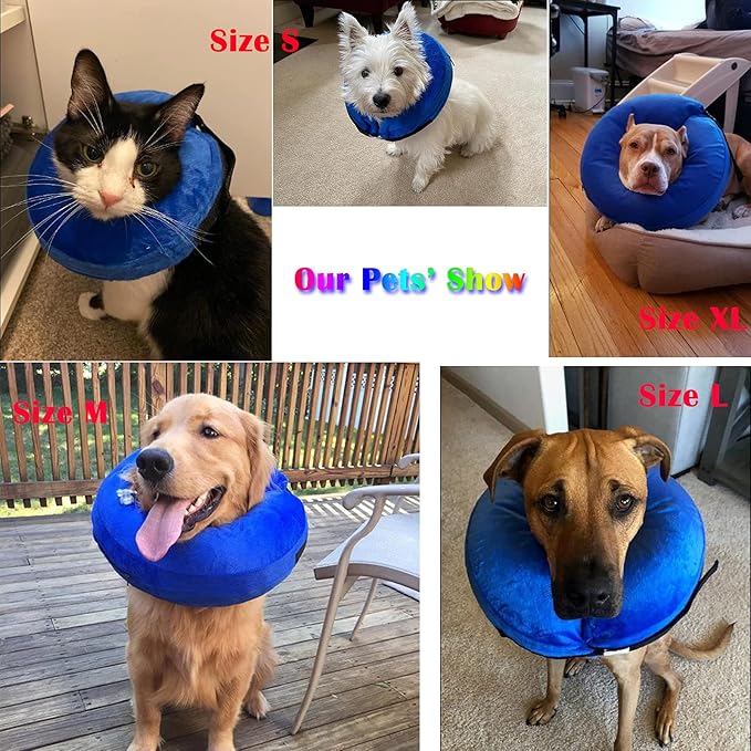 Katoggy Inflatable Dog Cone Collar for After Surgery, Doggie Neck Blow up Donut Recovery ECollar, Soft Adjustable Dog Cone for Small Medium Large Dogs and Cats