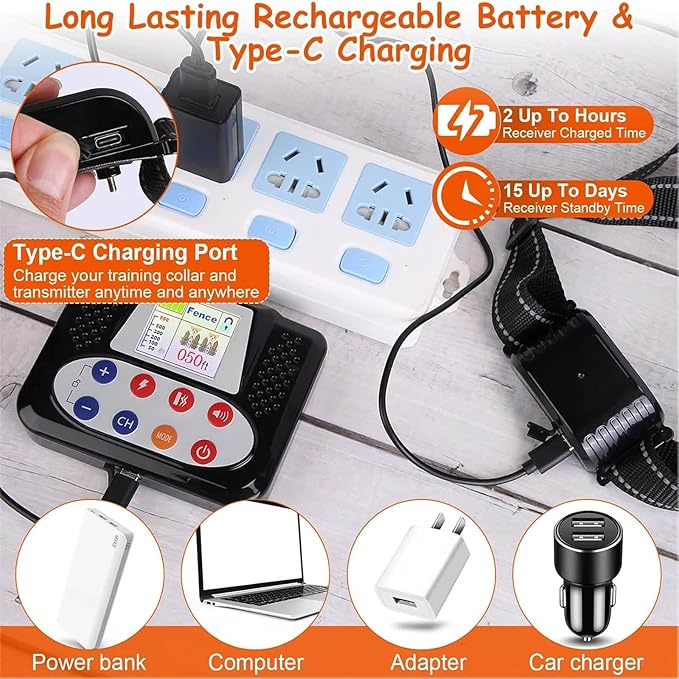 Wireless Dog Fence Pet Boundary Containment System, Covers up to 856-Acre, Shock Training Collar Fence with Remote, Rechargeable and Waterproof, 3 Training Modes for Small Large Medium Dogs,for4dogs