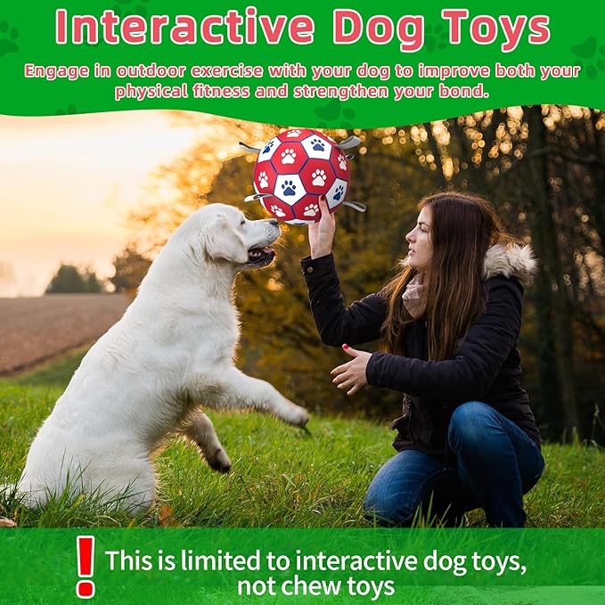 Diman Premium Large Dog Toys Dog Soccer Ball with Straps Dog Balls for Indoor Outdoor Gift for Birthday for Extra Large Dog Interactive Dog Toys Water Toy(9 Inch)