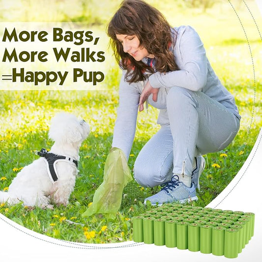 Dog Poop Bags 1140 Count (57 Rolls), Unscented Leak-Proof Waste Bag, 13x9" Green Doggy Poop Bags with Bone-Shaped Dispenser, Extra Thick & Easy Detach