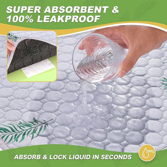 Washable Pee Pads for Dogs, 1Pack Reusable Puppy Pads, Super Absorbent & Leakproof Dog Pads, Anti-Slip Dog Pee Pads for Puppy Training & Incontinence, Leaf Pattern 65"x48"