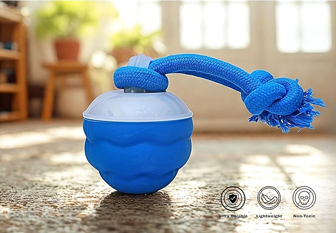 2026 New Interactive Dog Ball - Smart Automatic Rolling Toy with Chew Rope & Sound for Small to Medium Dogs, USB Rechargeable, Durable Dog Stimulation Toy to Keep Them Busy