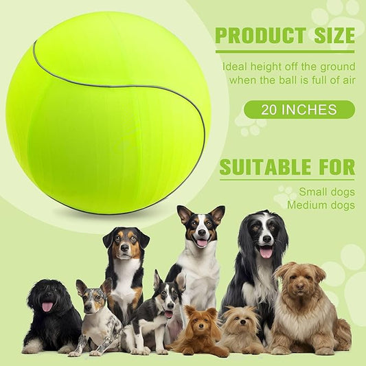 20" Herding Ball for Dogs & Horses with Green Nylon Cover, for Australian Shepherd Training Toy, for Small & Medium Pets Outdoor Play & Exercise