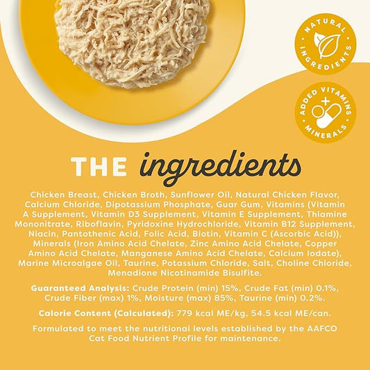 Applaws Vitality Wet Cat Food in Broth, Natural Cat Food with Added Vitamins & Minerals, Grain-Free, Carrageenan Free, Chicken Breast in Broth (24 Count, 2.47 oz Cans)