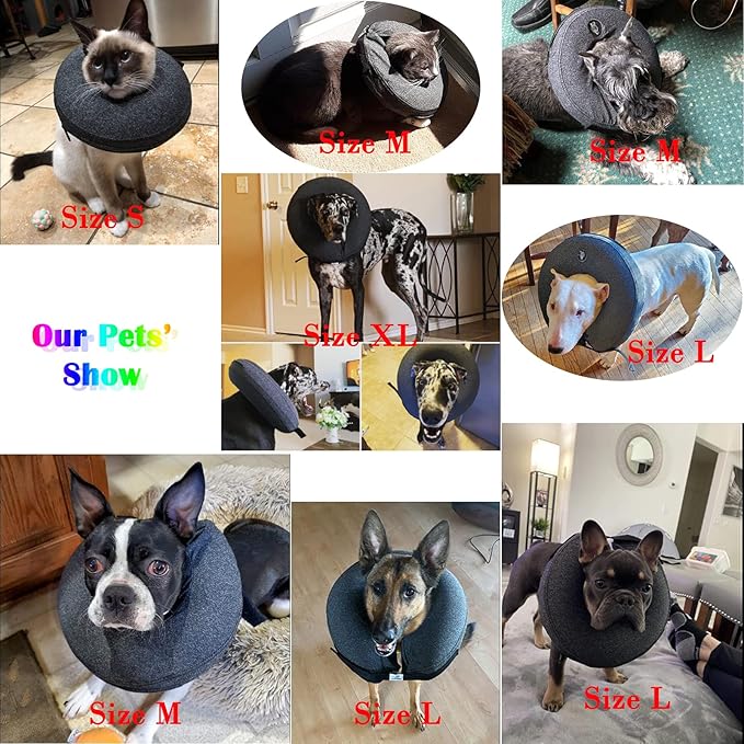 Katoggy Inflatable Dog Cone Collar for After Surgery, Doggie Neck Blow up Donut Recovery ECollar, Soft Adjustable Dog Cone for Small Medium Large Dogs and Cats