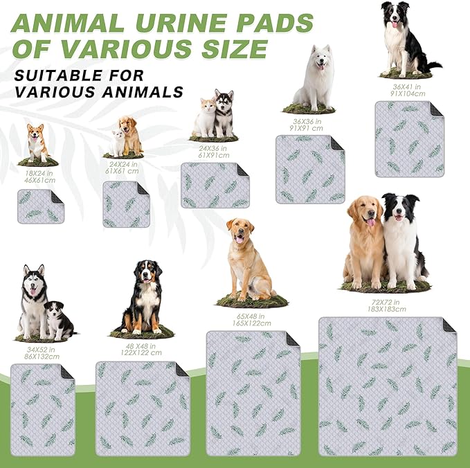 Washable Pee Pads for Dogs, 2Pack Reusable Puppy Pads, Super Absorbent & Leakproof Dog Pads, Anti-Slip Dog Pee Pads for Puppy Training & Incontinence, Leaf Pattern 36"x36"